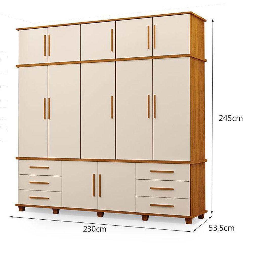 Guarda Roupa Casal Londres 5 Portas Freijó Off White - Luapa Móveis - 2