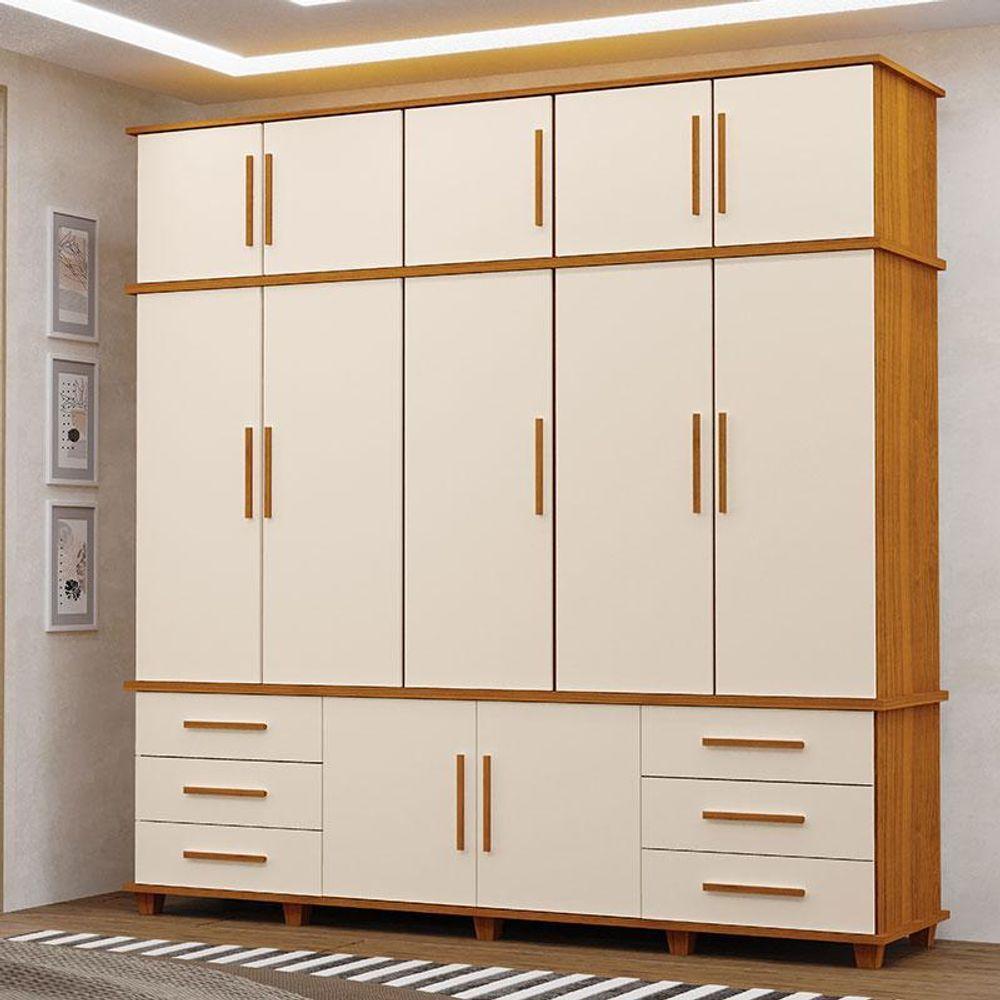 Guarda Roupa Casal Londres 5 Portas Freijó Off White - Luapa Móveis - 4