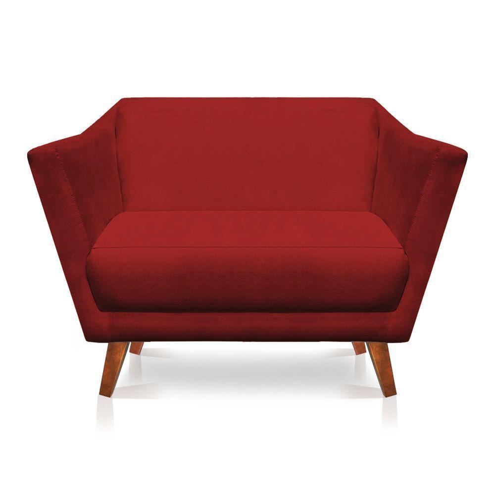 Namoradeira Lorena Suede Pés Castanho Vermelho - 1