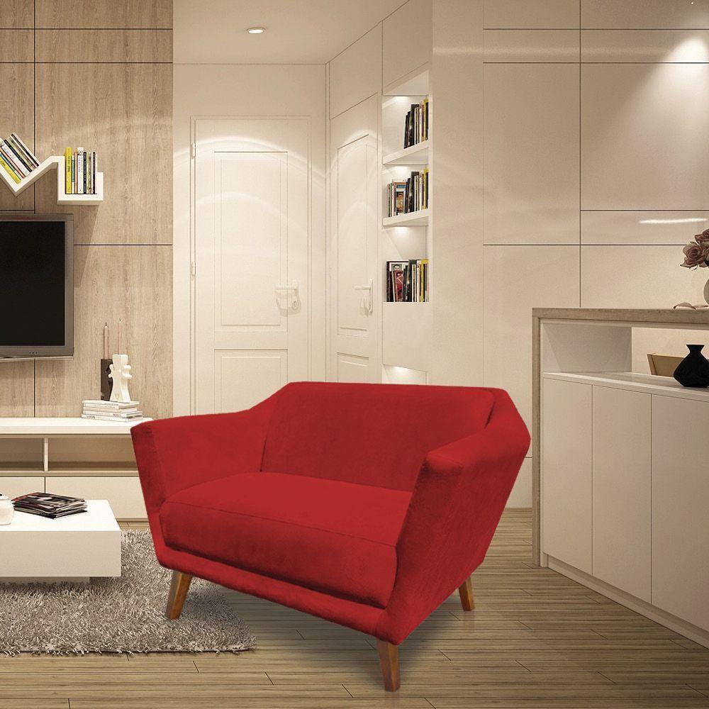 Namoradeira Lorena Suede Pés Castanho Vermelho - 2