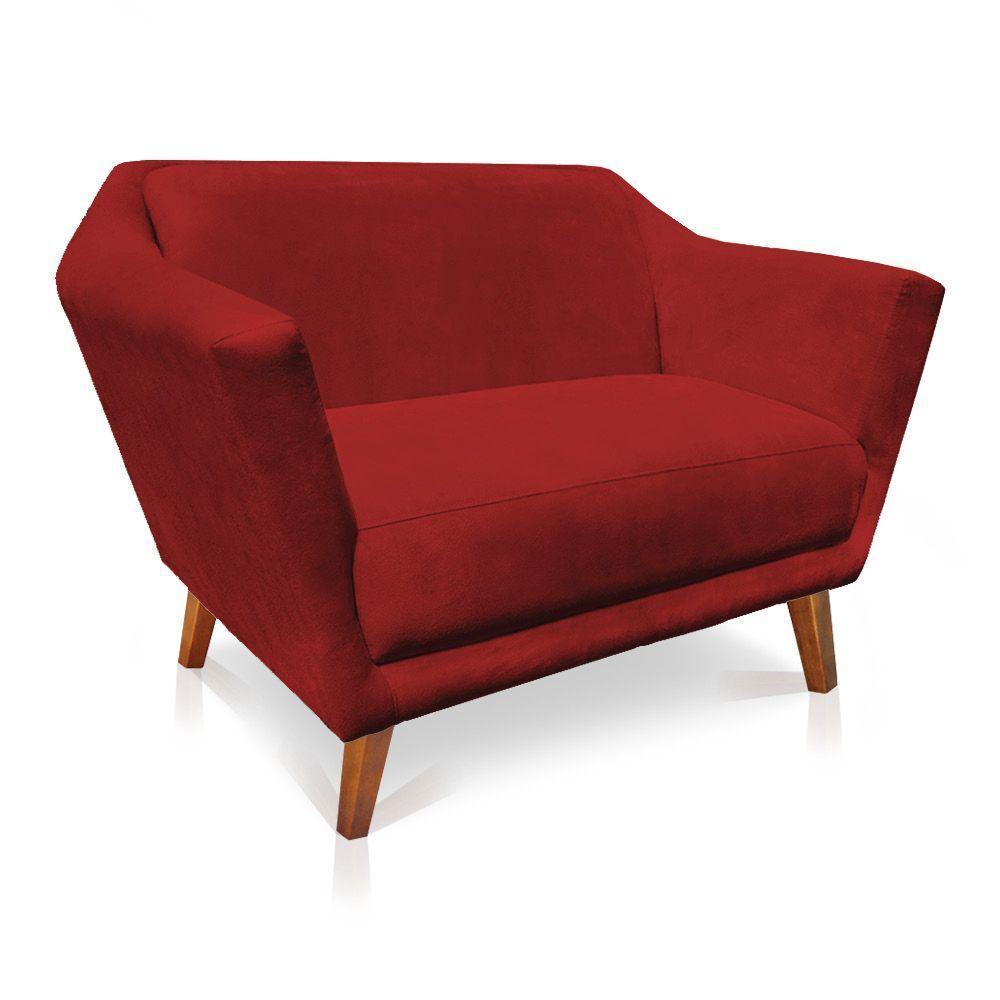 Namoradeira Lorena Suede Pés Castanho Vermelho - 4