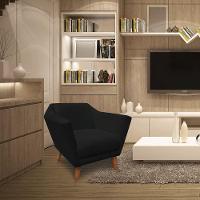 Poltrona Decorativa Lorena Suede Pés Castanho Preto - 2