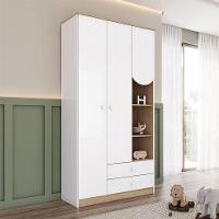 Guarda Roupa Infantil Magia Ambiente 3 Portas Branco Jequitibá Hp - Henn - 1