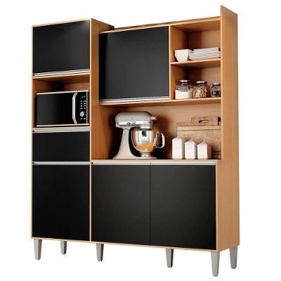 Kit Cozinha Compacta 5 Portas 160 Cm Isabel Amendoa Preto Reajl Moveis Amendoa Preto