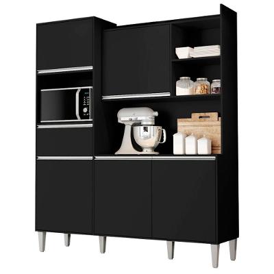 Kit Cozinha Compacta Isabel 5 Portas 1 Gaveta MDP 160 cm Preto Moderno