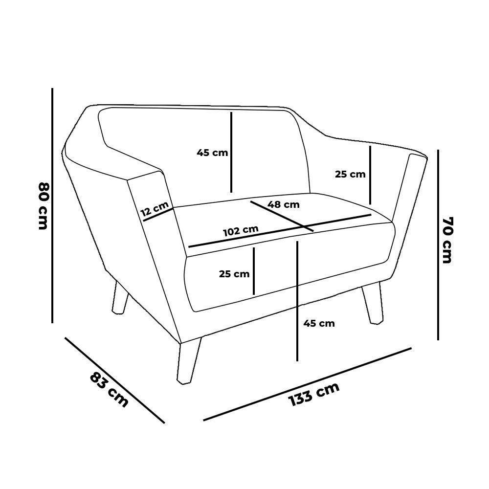 Namoradeira Lorena Suede Pés Castanho Azul Marinho - 5