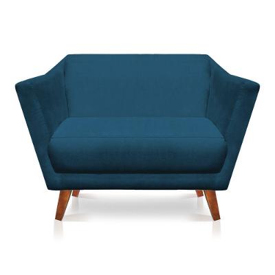 Namoradeira Lorena Suede Pés Castanho Azul Marinho