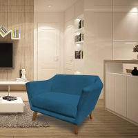 Namoradeira Lorena Suede Pés Castanho Azul Marinho - 2