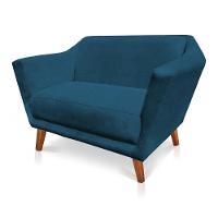 Namoradeira Lorena Suede Pés Castanho Azul Marinho - 3