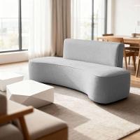 Sofá Forma Orgânico 3 Lugares Recepção Sala Curvo Escritório Cinza - 1