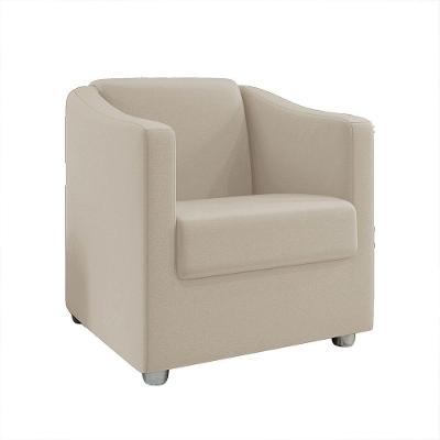 Poltrona Decorativa Tilla Suede Pés Cromado Bege