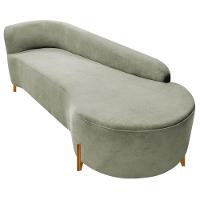 Divã Recamier Orgânico França 250cm Lado Dir Pés Madeira Bouclé Verde Oliva - 3
