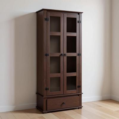 Cristaleira Madeira Maciça 2 Portas De Vidro 1 Gaveta Rústica - Imbuia