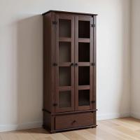 Cristaleira Madeira Maciça 2 Portas De Vidro 1 Gaveta Rústica - Imbuia - 1