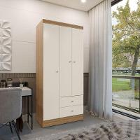 Guarda Roupa Solteiro Versa 3 Portas Freijó Off White Fosco - Kits Paraná - 4