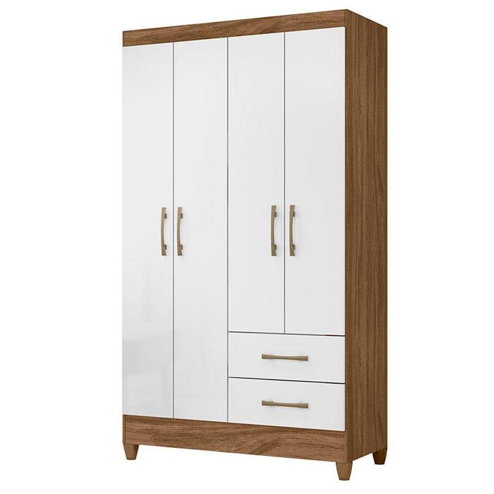 Guarda Roupa Solteiro Chile 4 Portas Naturale Branco - Moval - 1