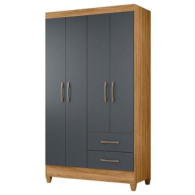 Guarda Roupa Solteiro Chile 4 Portas Freijó Cinza - Moval