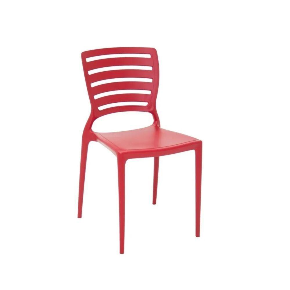 Kit 6 Cadeiras Sofia Vermelha Tramontina Encosto Vazado Horizontal 92237/040 - 2