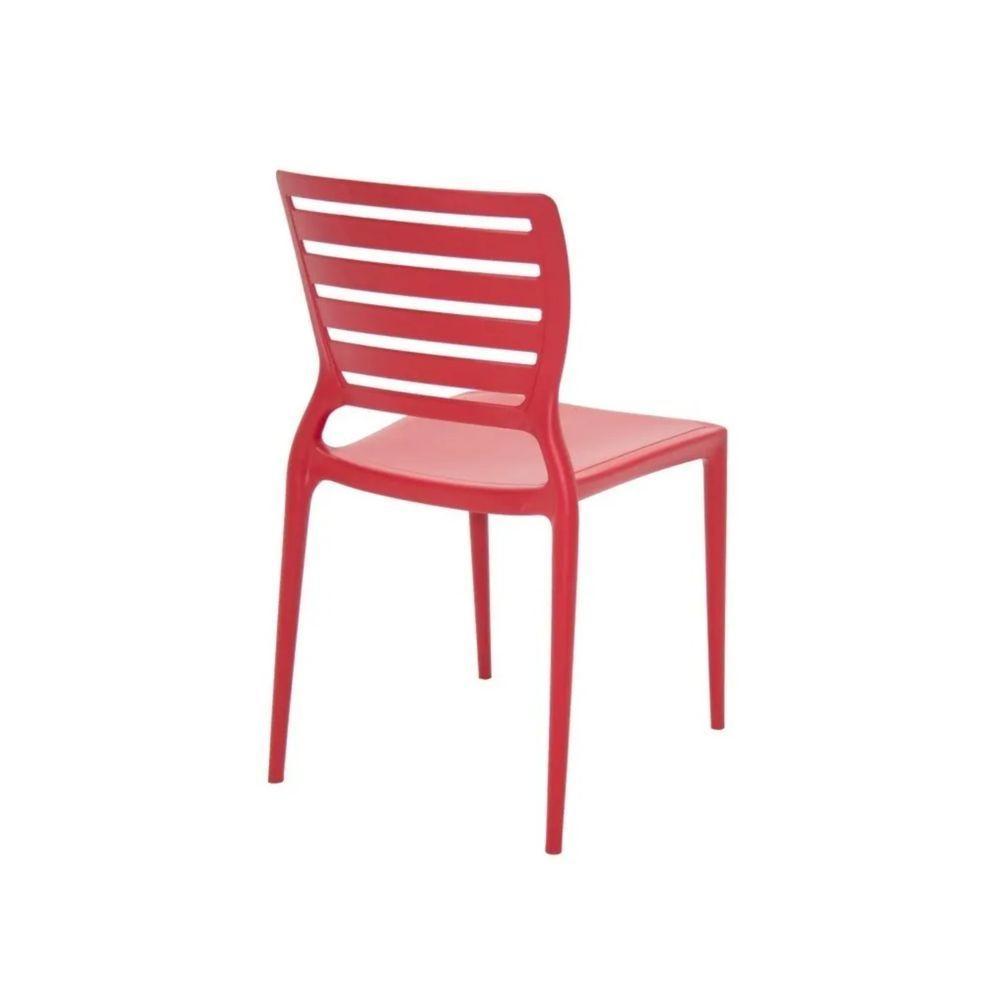 Kit 6 Cadeiras Sofia Vermelha Tramontina Encosto Vazado Horizontal 92237/040 - 3