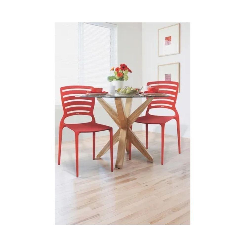 Kit 6 Cadeiras Sofia Vermelha Tramontina Encosto Vazado Horizontal 92237/040 - 4