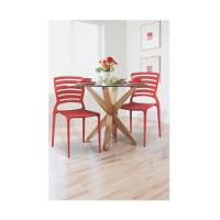 Kit 6 Cadeiras Sofia Vermelha Tramontina Encosto Vazado Horizontal 92237/040