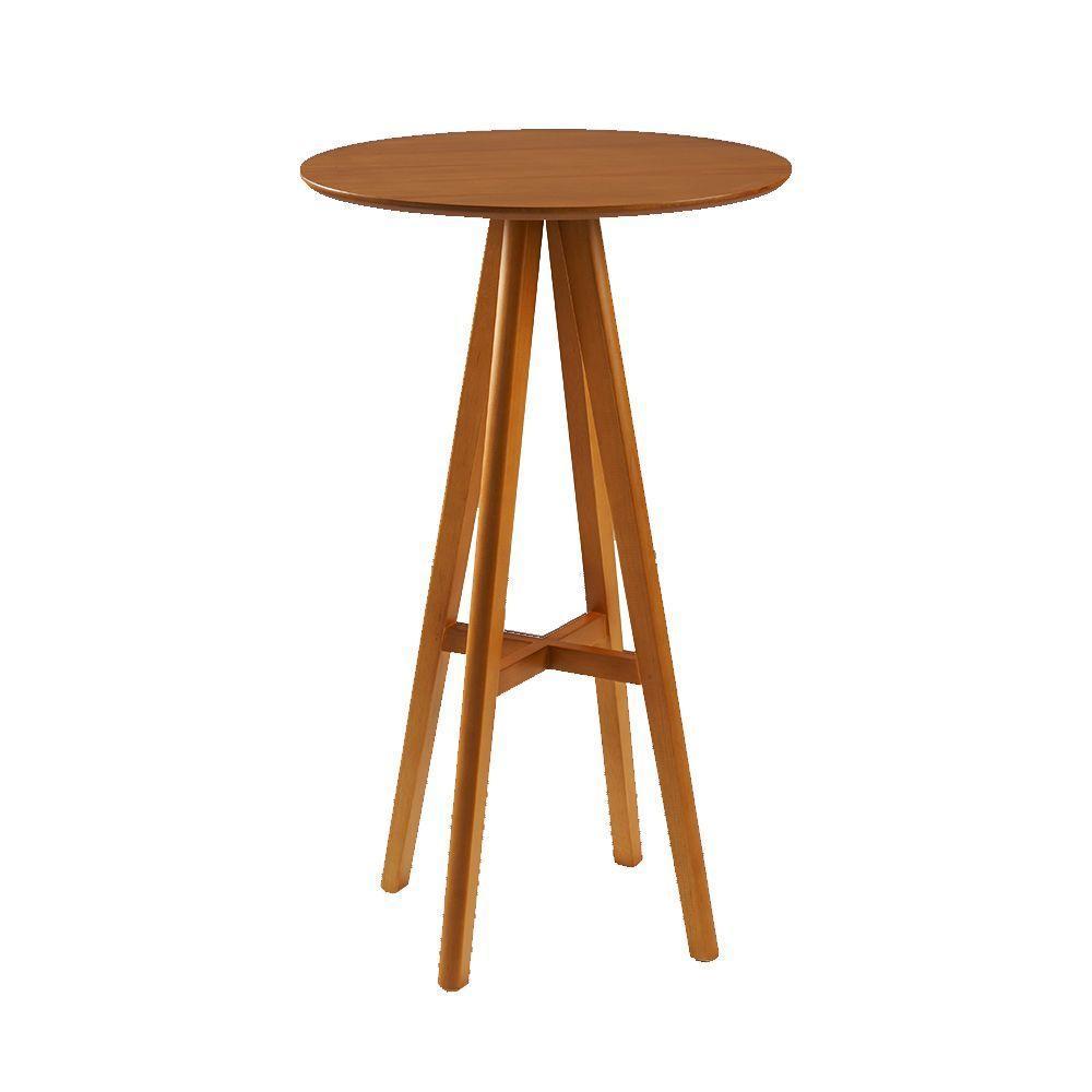 Kit 4 Mesas Bistrô Alta Redonda Sila Base Madeira Maciça Mel - 3