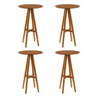 Kit 4 Mesas Bistrô Alta Redonda Sila Base Madeira Maciça Mel - 1