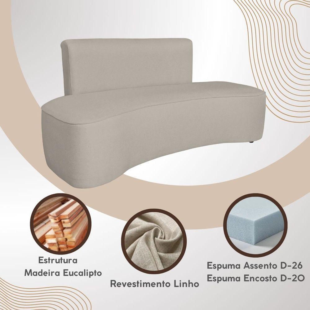 Sofá Orgânico Curvo Feijão Sala Elegante 3 Lugares Recepção Cinza Escuro - 4