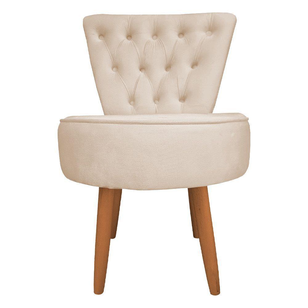 Mocho Capitonê Veludo Pés Palito Castanho Bege - 5