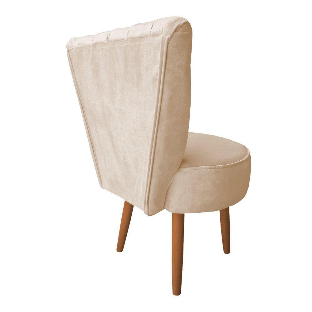 Mocho Capitonê Veludo Pés Palito Castanho Bege - 6