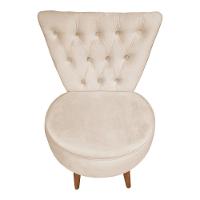 Mocho Capitonê Veludo Pés Palito Castanho Bege - 3