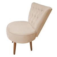 Mocho Capitonê Veludo Pés Palito Castanho Bege