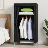 Cabideiro Prateleira Organizador Desmontável Compacto Preto Guarda Roupa - 2