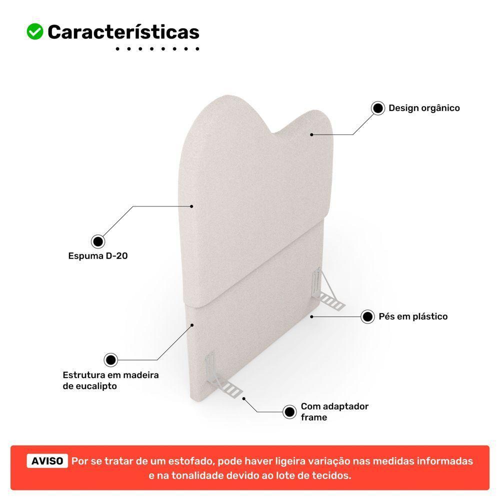 Cabeceira Orgânica Cama Box Solteiro Sea 90cm Com Frame Bouclé Off White - Desk Design - 3