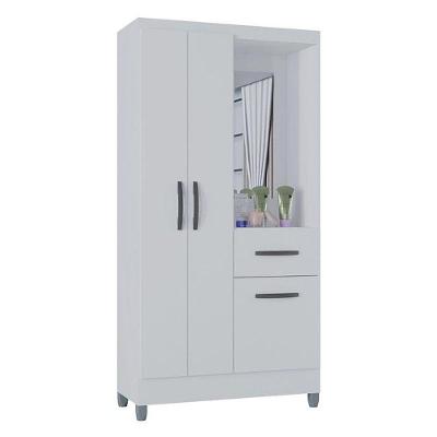 Guarda Roupa Solteiro Atlas Capelinha 3 Portas Branco Brilho - Poquema