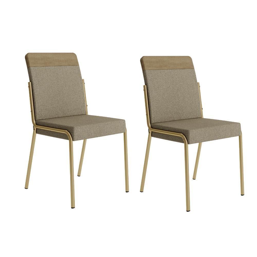 Conjunto 2 Cadeiras De Jantar Duo Carraro Dourada - 1