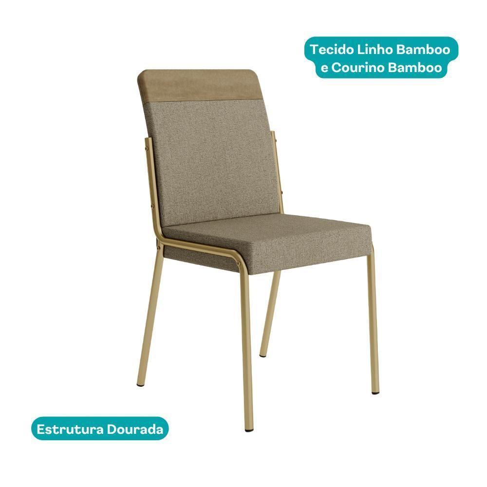 Conjunto 2 Cadeiras De Jantar Duo Carraro Dourada - 2