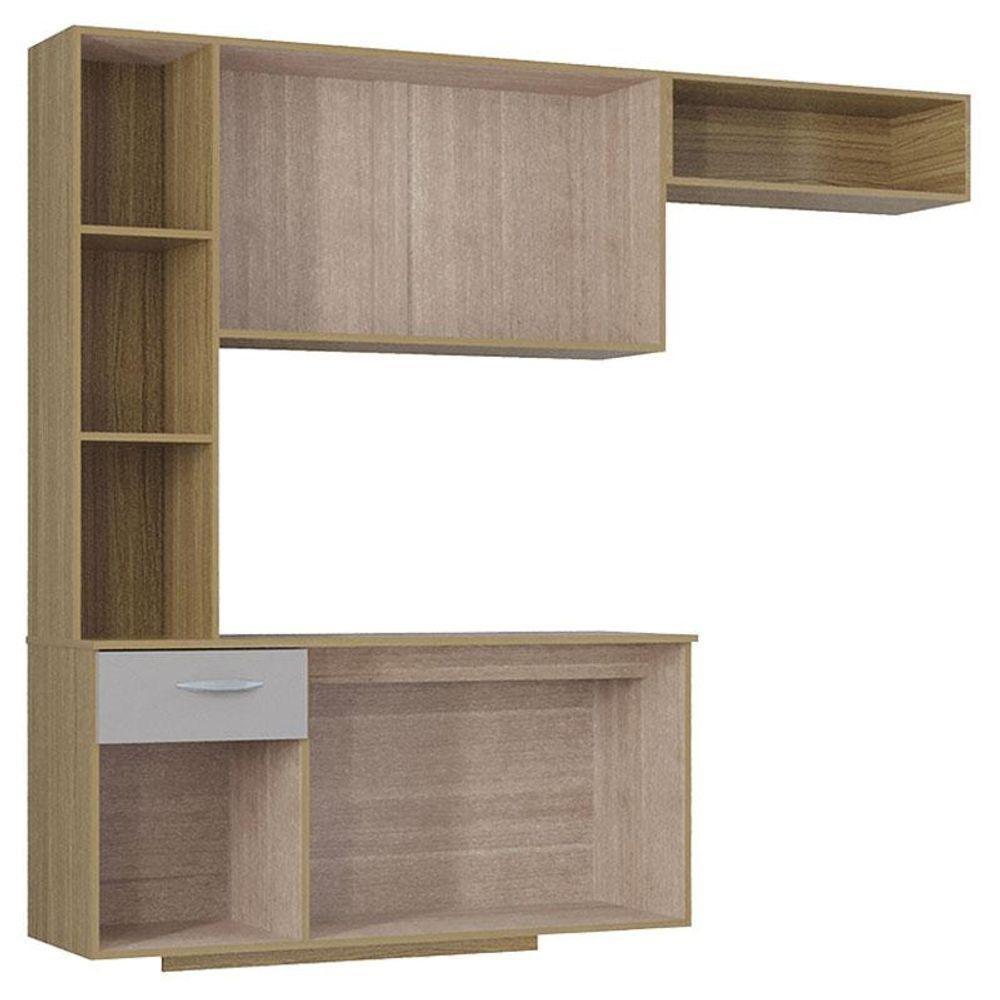 Cozinha Com Balcão Isis 163 Cm Damasco Ripado Off White - Poquema - 4