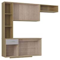 Cozinha Com Balcão Isis 163 Cm Damasco Ripado Off White - Poquema