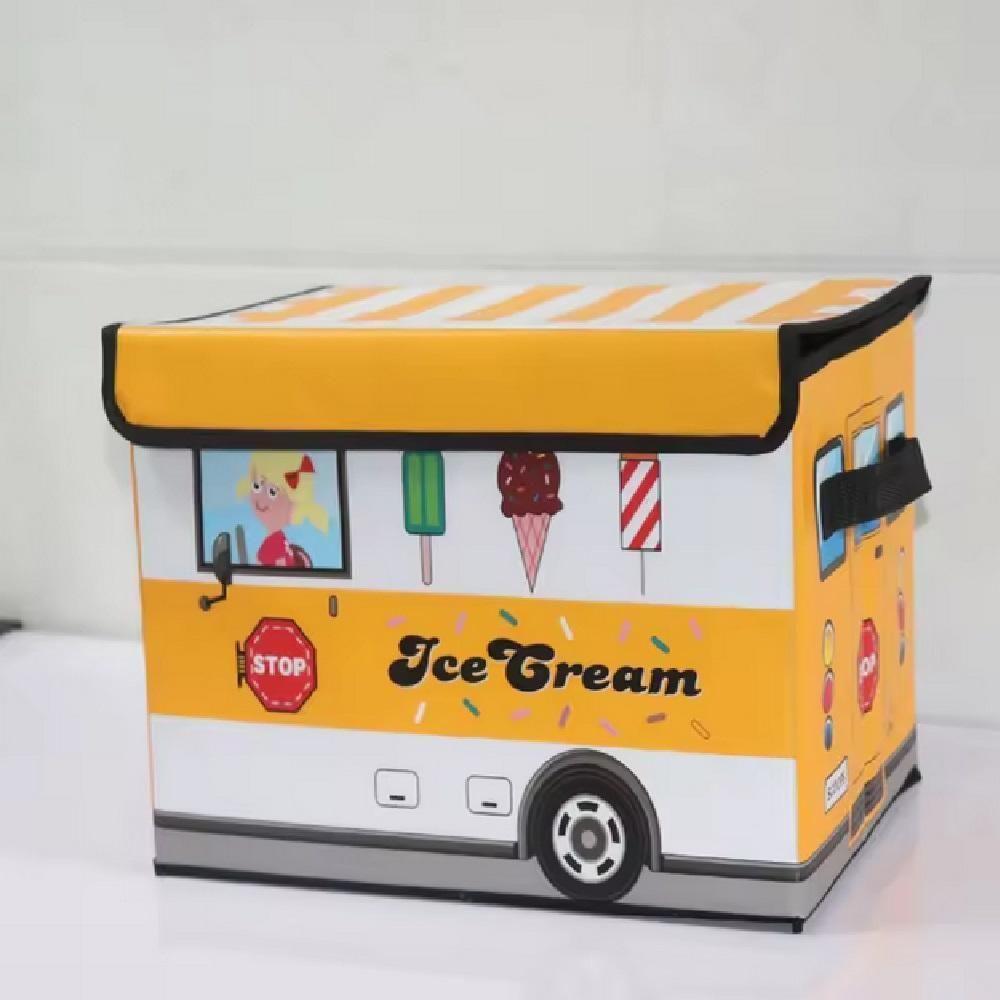 Bau Infantil Branco Multiuso Urso Onibus Puff Porta Treco Caixa Organizadora Brinquedos Livro Roupa - 4