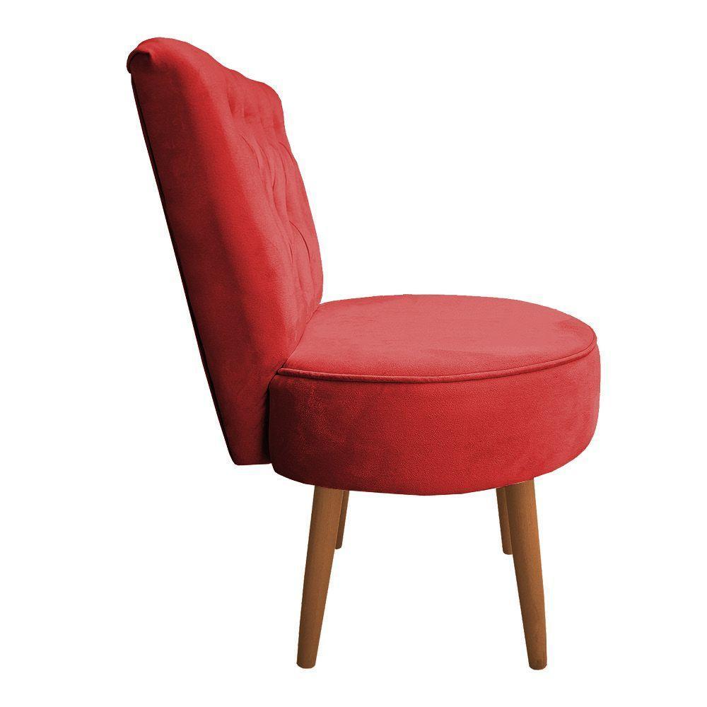 Mocho Capitonê Veludo Pés Palito Castanho Vermelho - 2