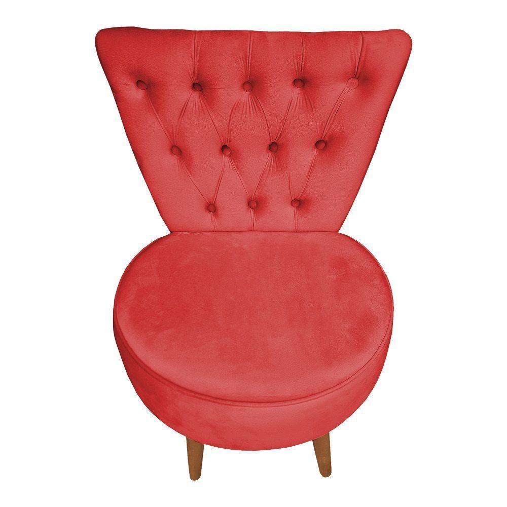 Mocho Capitonê Veludo Pés Palito Castanho Vermelho - 3