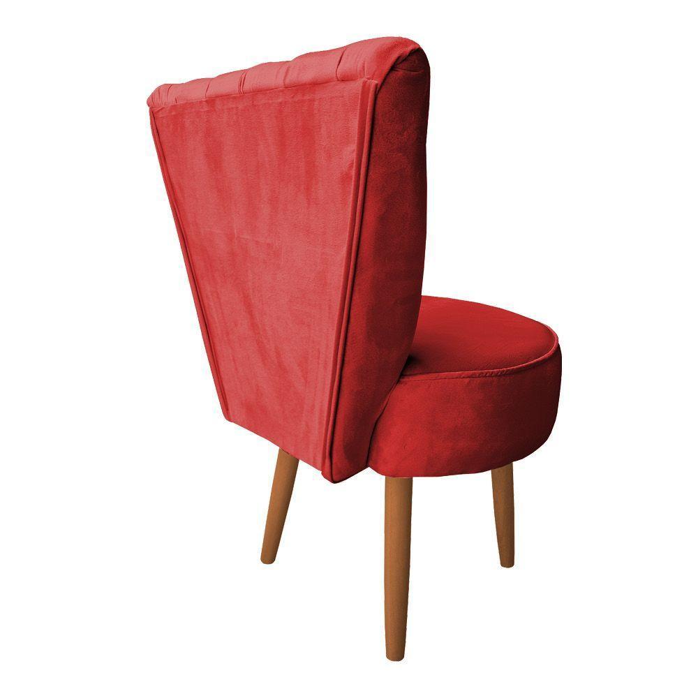 Mocho Capitonê Veludo Pés Palito Castanho Vermelho - 6