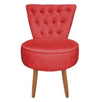 Mocho Capitonê Veludo Pés Palito Castanho Vermelho - 1