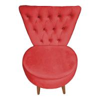 Mocho Capitonê Veludo Pés Palito Castanho Vermelho - 3