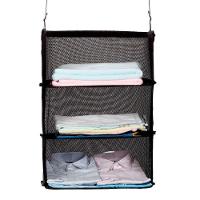 Organizador De Mala Suspenso 3 Andares Para Roupas Prateleira Viagem Bolsa Sacola Gancho Cabide Dobravel Otimize Espaco - 2