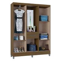 Guarda Roupa Solteiro Atlas Capelinha 5 Portas Castanho Brilho - Poquema - 2