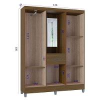 Guarda Roupa Solteiro Atlas Capelinha 5 Portas Castanho Brilho - Poquema - 3