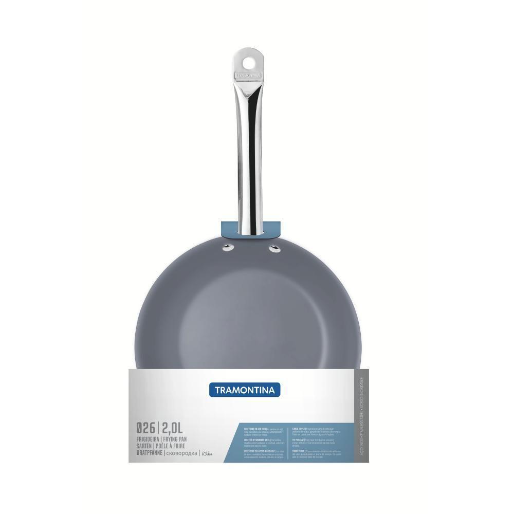 Frigideira Rasa Tramontina Professional Em Aço Inox Com Fundo Triplo E Revestimento Interno Cerâmico Grafite 26 Cm 2,2 L - 8
