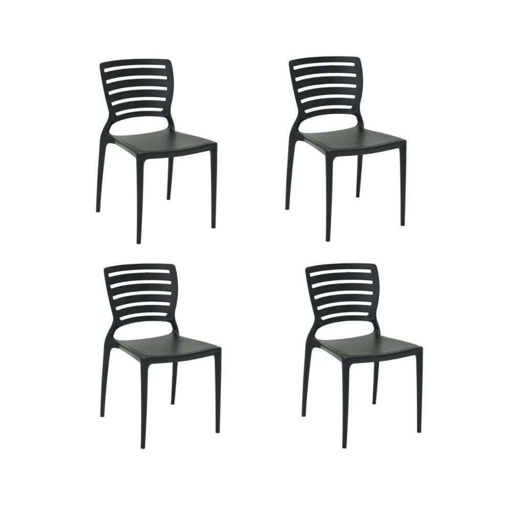 Kit 4 Cadeiras Sofia Preta Tramontina Encosto Vazado Horizontal 92237/009 - 1